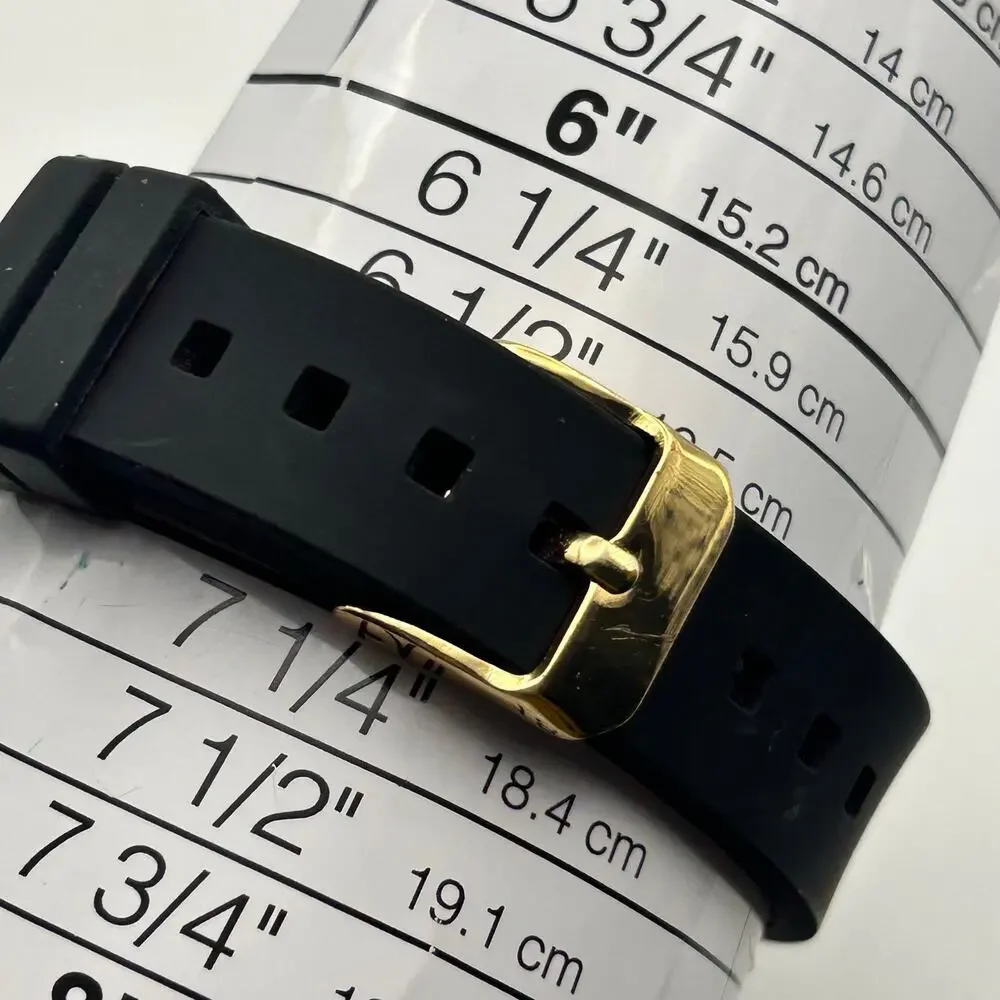 Decree Gold Tone Black Silicon Band Women’s Minimalist Watch  New Battery